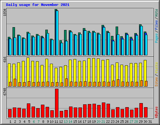 Daily usage for November 2021