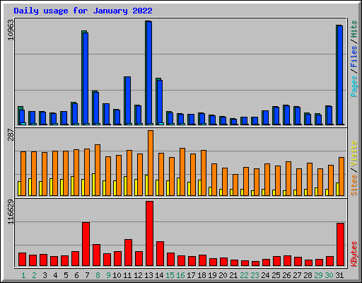 Daily usage for January 2022